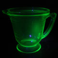 Lot 067 - Vintage Green Uranium Vaseline Glass T & S Mixer Base 2 Cup Measurer, Hand Made In The U.S.A., Glows Under Black Light, Various Minor Chipping