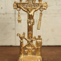 Lot 069 - Antique Brass Weapons Of Christ Altar Crucifix With Skull And Crossbones, "Arma Christi," Would Have Originally Been In A Dome