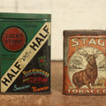 Lot 072 - Pair Of Vintage Tin Lithograph Tobacco Tins - Stag Tobacco And Lucky Strike Half And Half