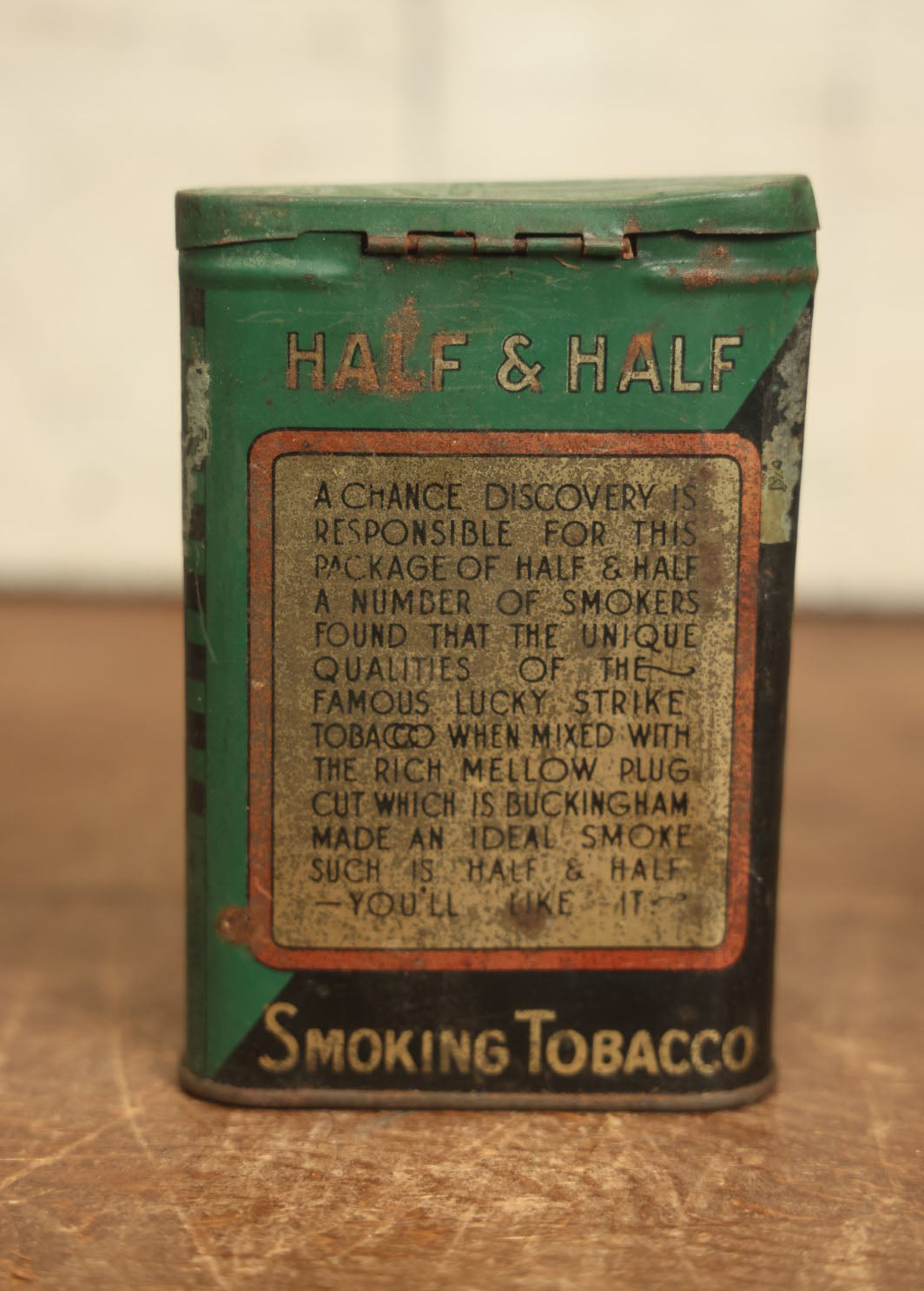 Lot 072 - Pair Of Vintage Tin Lithograph Tobacco Tins - Stag Tobacco And Lucky Strike Half And Half