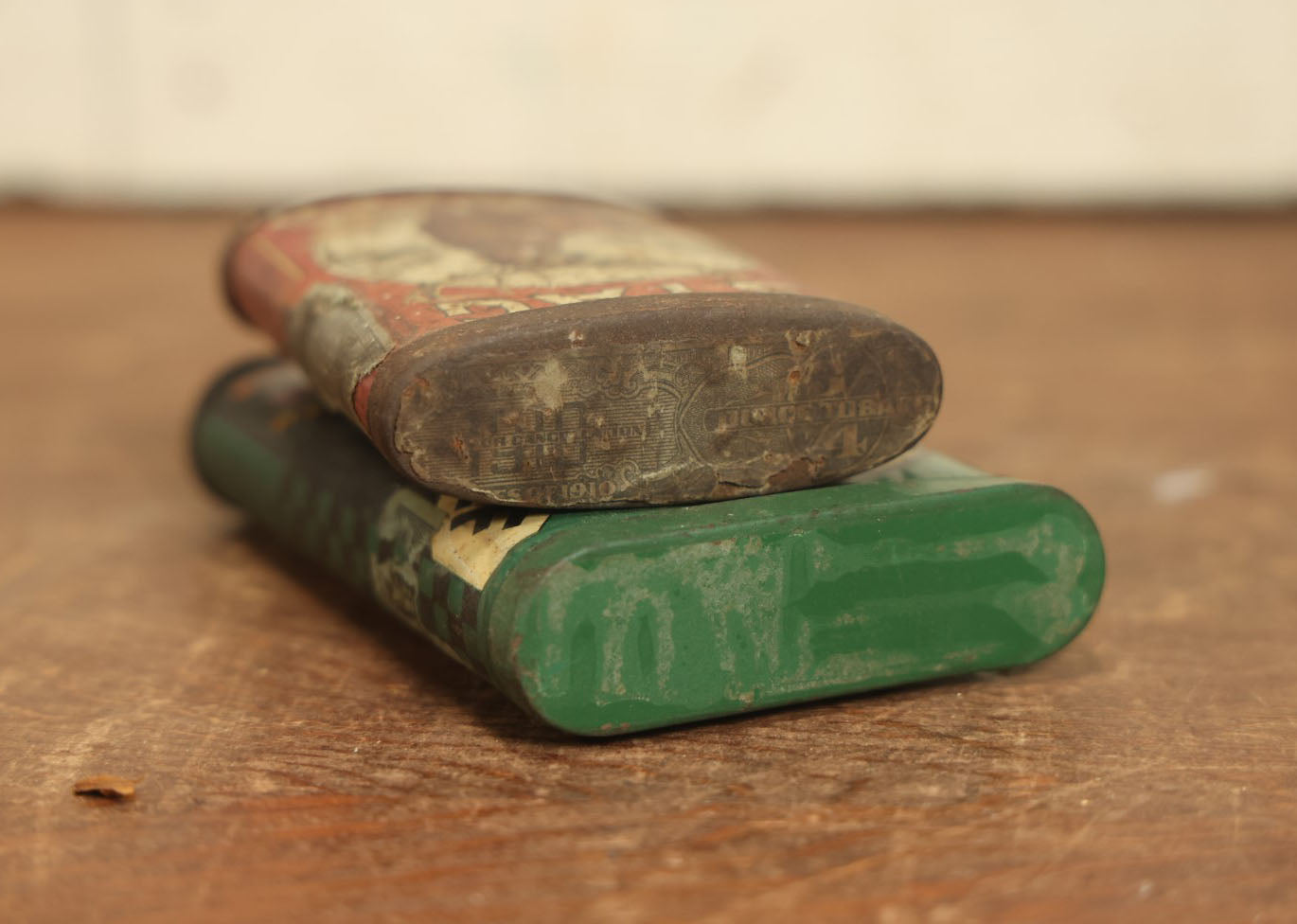 Lot 072 - Pair Of Vintage Tin Lithograph Tobacco Tins - Stag Tobacco And Lucky Strike Half And Half