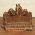 Lot 074 - Vintage Syroco Wood Pipe Rest Stand With Two Dogs And Horse, Made In Syracuse, New York, Room For Four Pipes