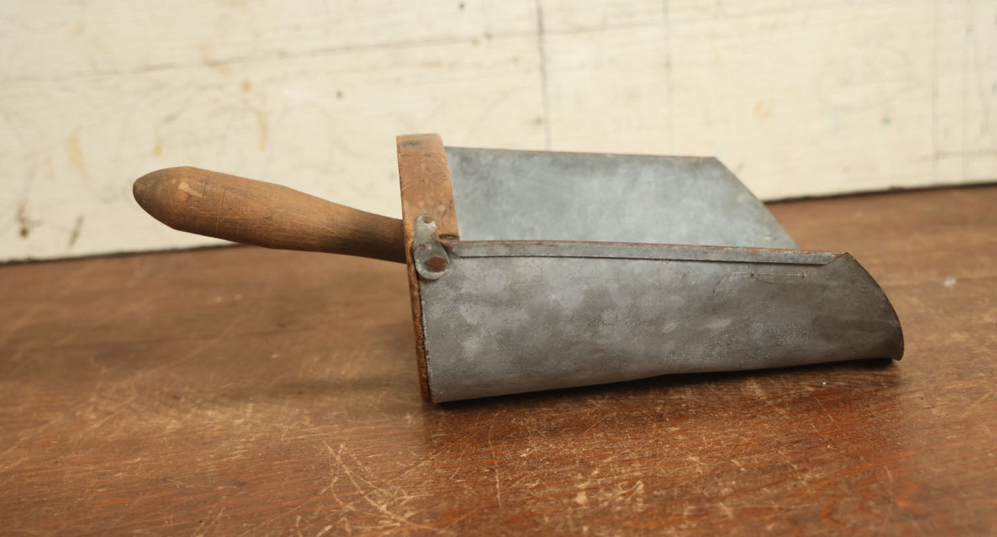 Lot 075 - Vintage Galvanized Steel And Wood Handle Scoop "For Sugar, Saly, Etc." With Paper Label