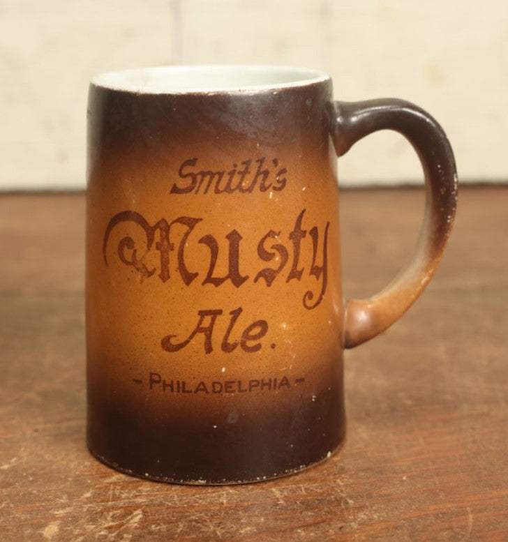 Lot 077 - Antique Smith's Musty Ale, Philadelphia, Pottery Mug, By W.M. William Brunt Pottery Co., East Liverpool, Ohio, Various Wear, Cracks