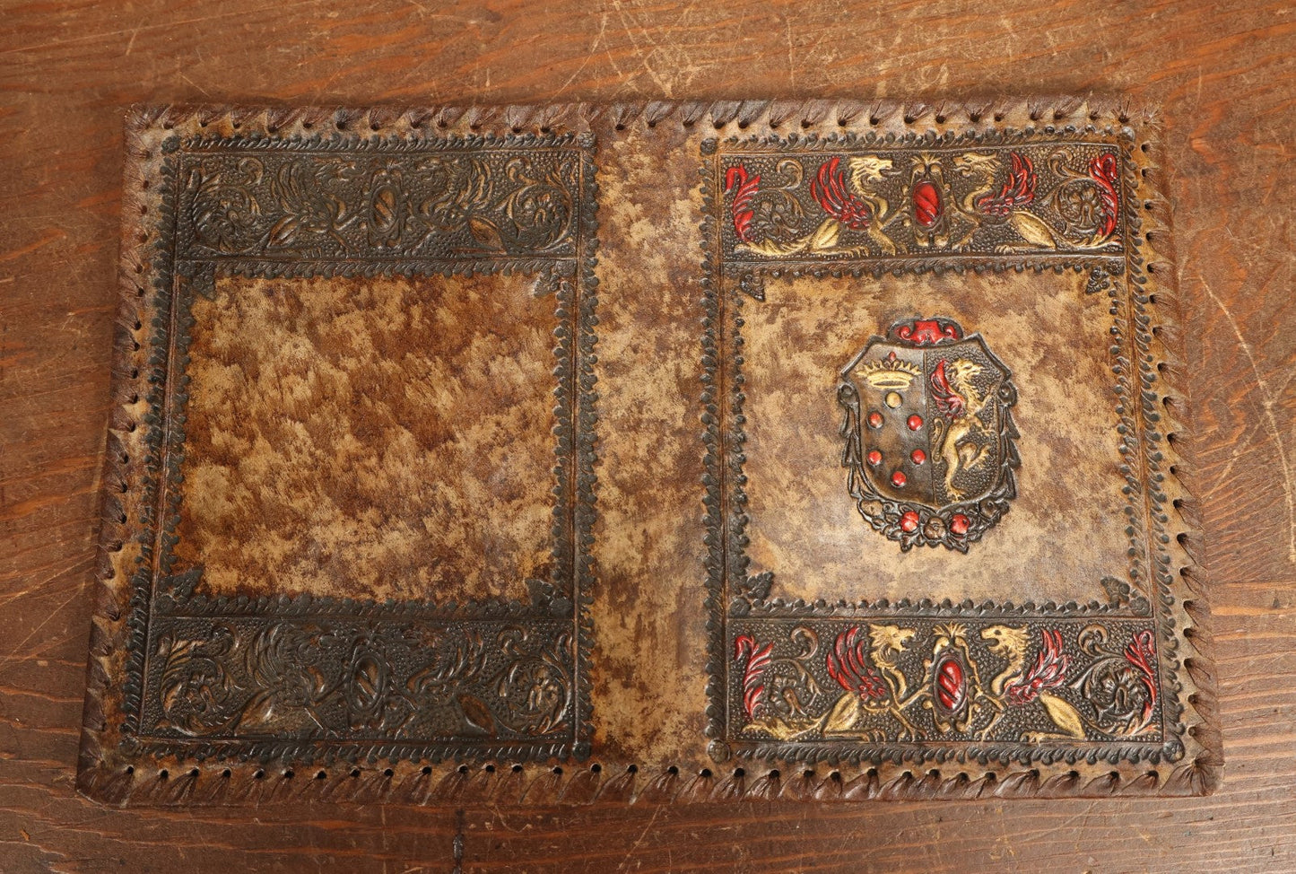 Lot 088 - Grouping Of Three Leather Book Dust Covers Including Dante Alighieri