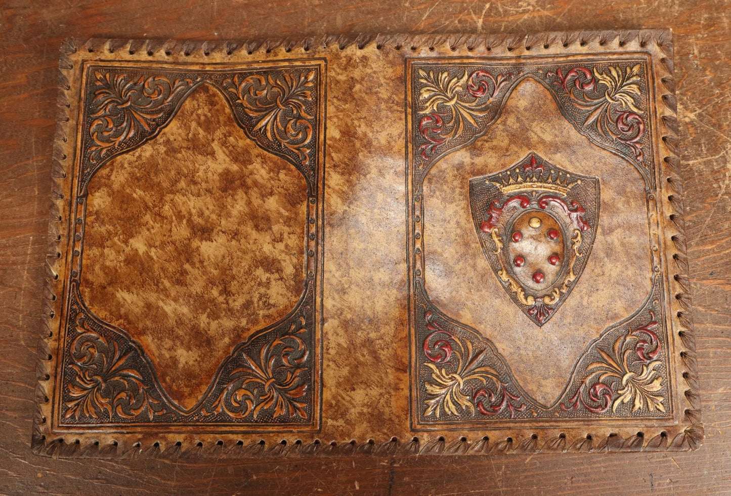 Lot 088 - Grouping Of Three Leather Book Dust Covers Including Dante Alighieri