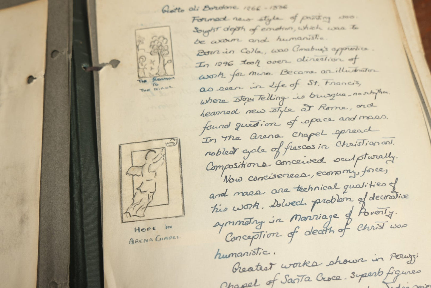 Lot 089 - Vintage Notes Or Manuscript Relating To "A History Of Italian Painting" By Frank Jewett Mather, Hand Written, With Illustrations, Printed Images