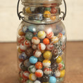 Lot 091 - Large Mason Jar Full Of Antique And Vintage Marbles, 200+