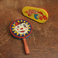 Lot 095 - Pair Of Tin Lithograph Clown Noisemakers, Winking Clown And Harlequin With Woman, By Kirchhof, Newark, New Jersey