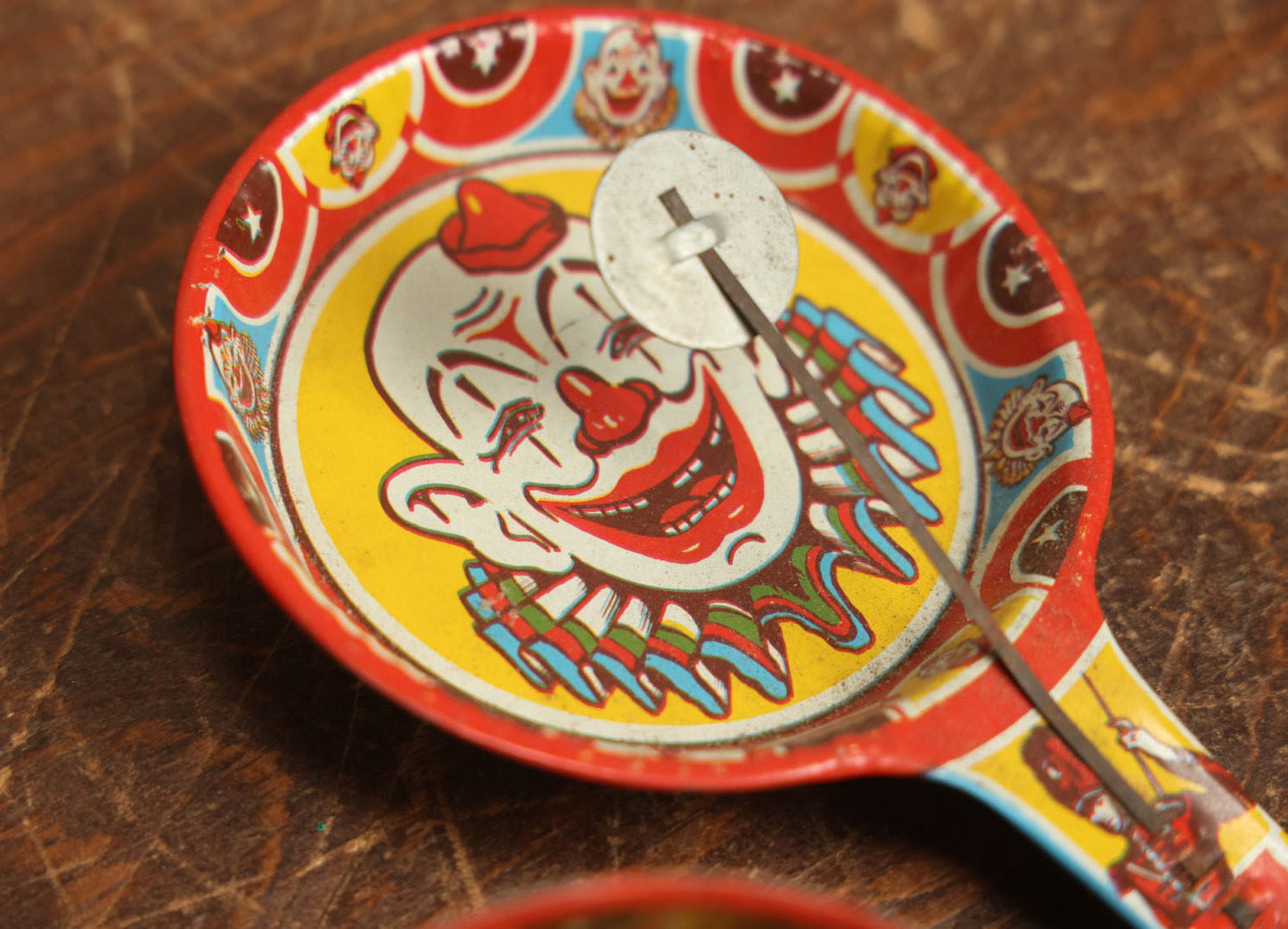 Lot 096 - Pair Of Tin Lithograph Clown Noisemakers, Clapper Style, By Us Metal Toy Manufacturing Company