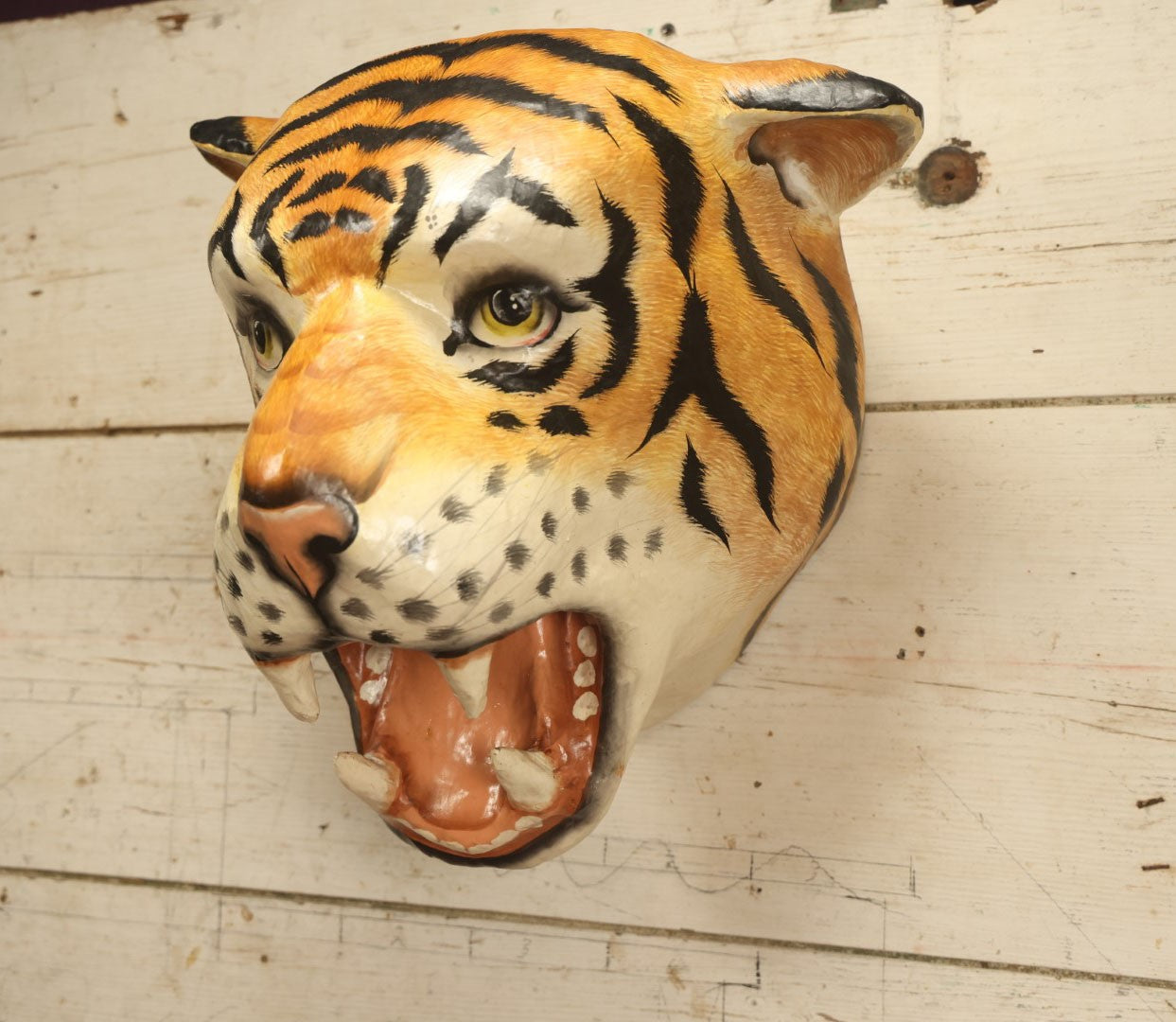 Lot 003 - Papier Mache Tiger Head Wall Mount Hand Painted