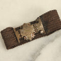Lot 004 - Victorian Hair Work Bracelet With Gold Toned Etched Center Clasp, About 6-1/4" In Overall Length