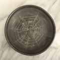 Lot 005 - Vintage Cast Bronze Metal Spider And Spiderweb Trinket Coin Dish, Spider Has Upside Down Cross On Back, Unmarked