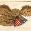 Lot 015 - Vintage Cast Aluminum Painted Eagle Wall Hanger, Patriotic Americana Decor, Holding Shield And Arrows