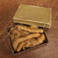 Lot 016 - Vintage Box Of Clipped Blonde Hair Curls And Tufts Of Brown Hair, Keepsake Memento