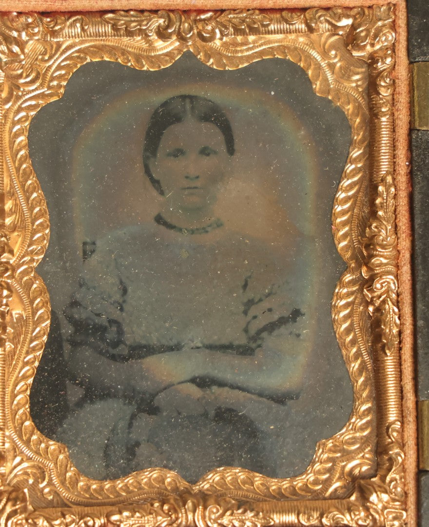 Lot 017 - Antique Double 1/9th Plate Tintype Photographs In "Union Forever" Patriotic Civil War Thermoplastic Case