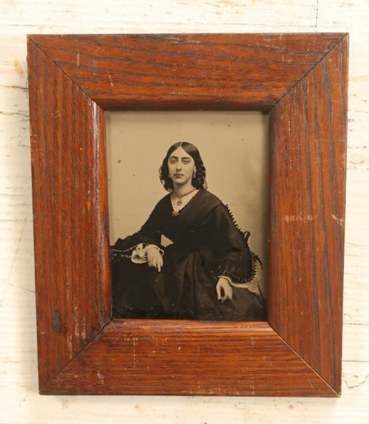 Lot 020 - Antique Approximately 1/4 Plate Ambrotype Of An Attractive Young Woman With Jewelry, Pink Tinting, In Custom Made Frame