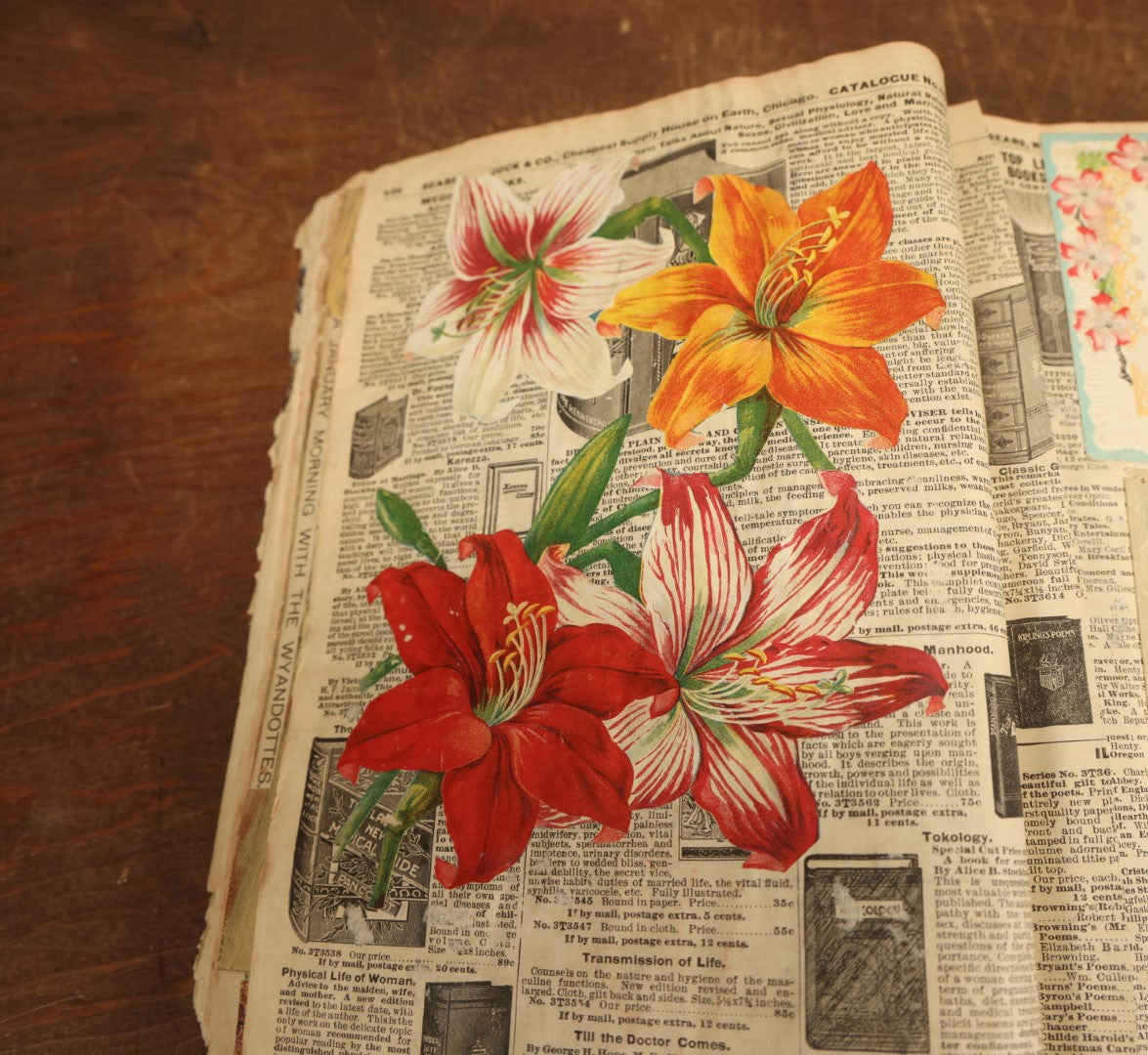 Lot 024 - Antique Scrapbook Made Out Of An Original Circa 1902 Sears Roebuck Catalogue No. 112, Featuring Many Scraps And Die Cuts, And Many Untouched Catalogue Pages