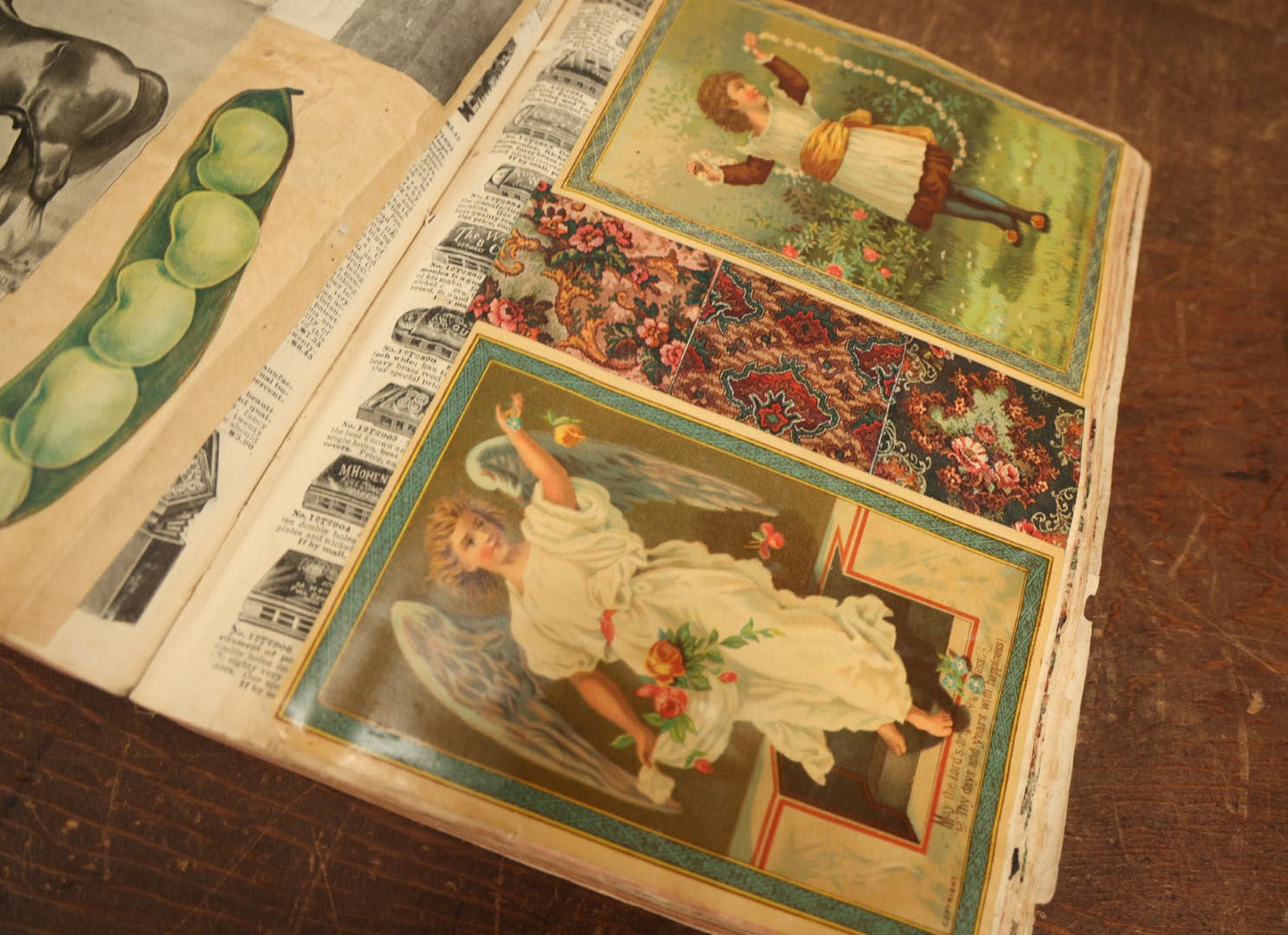 Lot 024 - Antique Scrapbook Made Out Of An Original Circa 1902 Sears Roebuck Catalogue No. 112, Featuring Many Scraps And Die Cuts, And Many Untouched Catalogue Pages