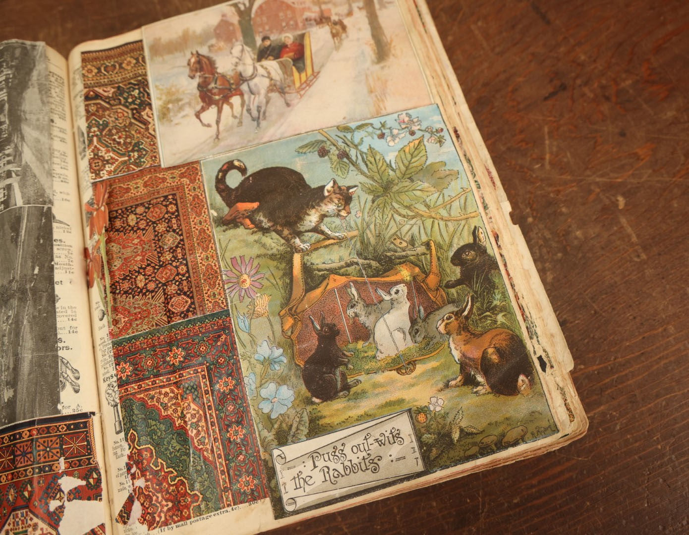 Lot 024 - Antique Scrapbook Made Out Of An Original Circa 1902 Sears Roebuck Catalogue No. 112, Featuring Many Scraps And Die Cuts, And Many Untouched Catalogue Pages