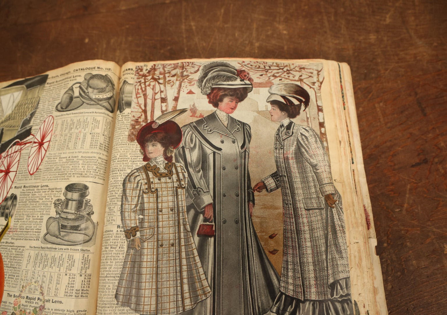 Lot 024 - Antique Scrapbook Made Out Of An Original Circa 1902 Sears Roebuck Catalogue No. 112, Featuring Many Scraps And Die Cuts, And Many Untouched Catalogue Pages