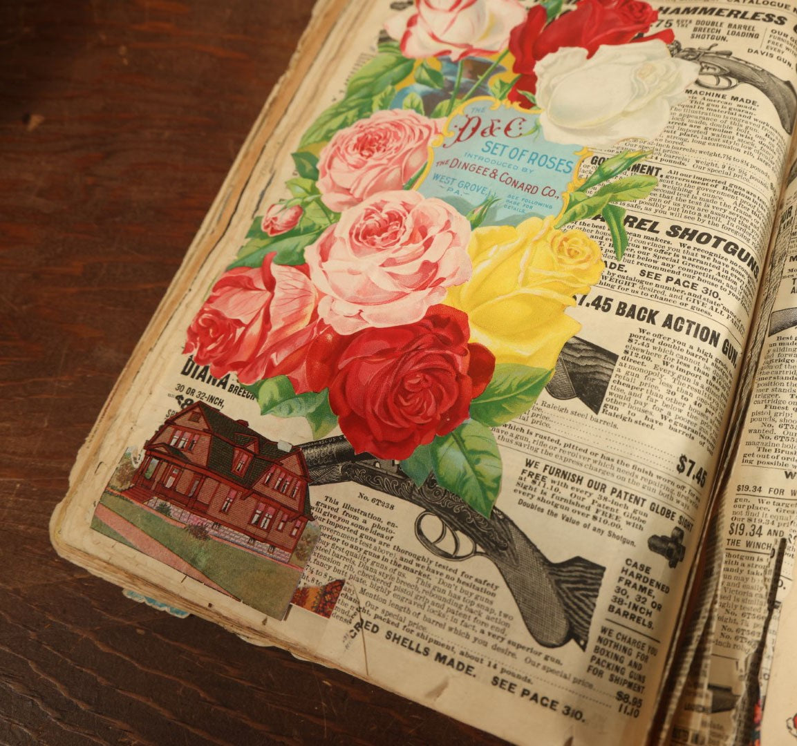 Lot 024 - Antique Scrapbook Made Out Of An Original Circa 1902 Sears Roebuck Catalogue No. 112, Featuring Many Scraps And Die Cuts, And Many Untouched Catalogue Pages