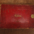 Lot 026 - Empty Antique Red Cover Sketchbook Journal With Custom Name Badge For Helene, With Clasp, Note Losses To Name Badge