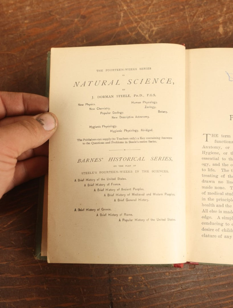 Lot 028 - "Hygienic Physiology" Antique Anatomy And Medicine Book With Many Illustrations, Full Color Plates, By Joel Dorman Steele, P.H.D., 1886