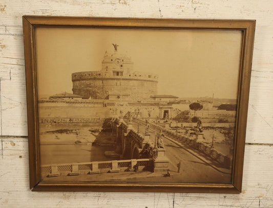 Lot 035 - Antique Early 20Th Century Framed Photo Of Castel Sant'Angelo, Mausoleum Of Hadrian, Rome, Italy, Framed By Denholm & Mckay Co., Worcester, Massachusetts