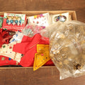 Lot 036 - Mixed As-Found Box Lot Of Miscellaneous Vintage Christmas Decor Including Ornaments, Stockings, And Other Findings