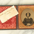 Lot 037 - Antique 1/6th Plate Ambrotype Photograph Of Old Woman In Leatherette Union Case, Identified As Roxana Armstrong Slack