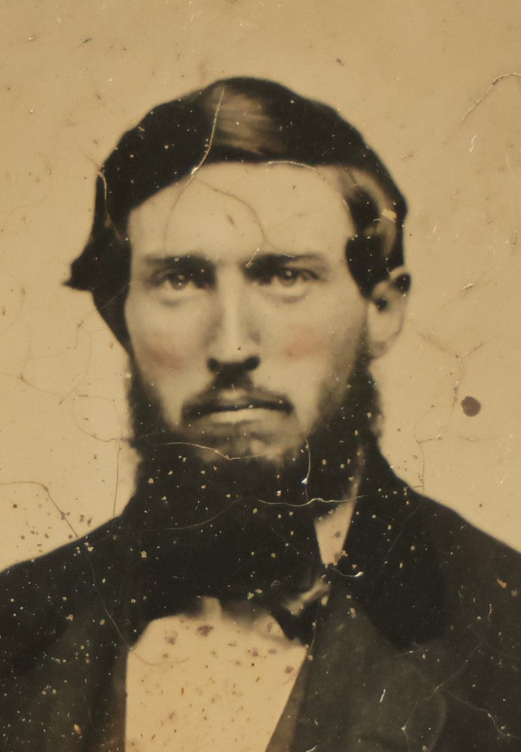 Lot 038 - Antique 1/9th Plate Ambrotype Photograph Of A Middle Aged Man With A Beard, Bowtie, In Thermoplastic Case, Likely Member Of The Slack Family