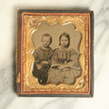 Lot 039 - Antique 1/6th Plate Ambrotype Photograph Of Two Children, A Boy And A Girl, In A Half Leatherette Case, Likely Members Of The Slack Family