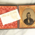 Lot 040 - Antique 1/6th Plate Ambrotype Photograph Of An Older Bearded Man In Full Leatherette Union Case, Identified As John J. Morse