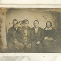 Lot 045 - Craft Grade Approximately 1/4 Plate Ambrotype Of Three Men And A Woman, Note Heavy Wear, Losses, No Frame