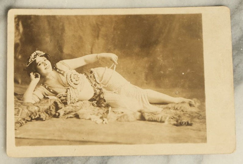 Lot 048 - Antique Risque French Boudoir Pitch Card Photograph Of A Woman Covered In Jewels, Roughly Postcard Sized