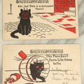 Lot 051 - Pair Of Antique Black Cat Cartoon Postcards With Comic Lyrics And Music, Circa 1907