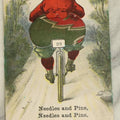 Lot 052 - Antique Pin Cushion Heavy Bike Rider Comic Postcard, Butt Is Pin Cushion, European