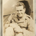 Lot 058 - Single Antique Snapshot Photograph Of Army Soldier With Small Puppy, Circa World War 2