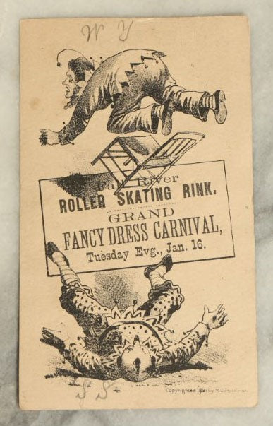 Lot 059 - Single Antique Trade Card, Fall River Roller Skating Rink, Grand Fancy Dress Carnival, With Clowns