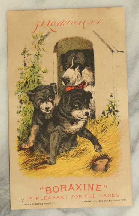 Lot 062 - Single Antique Trade Card, Larkin Boraxine Soap, Momma Dog With Puppies