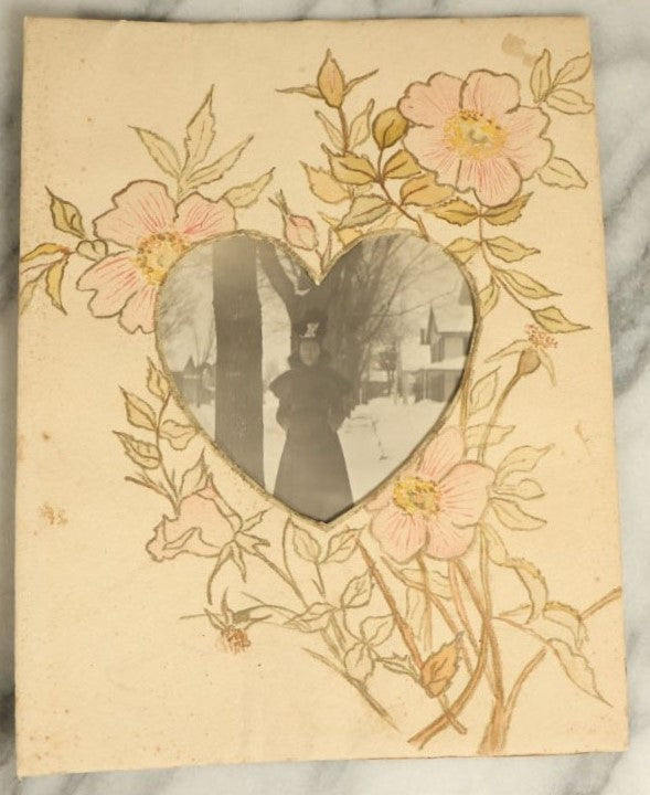 Lot 071 - Antique Hand Painted Paper Frame With Flowers And Leaves, Wi ...