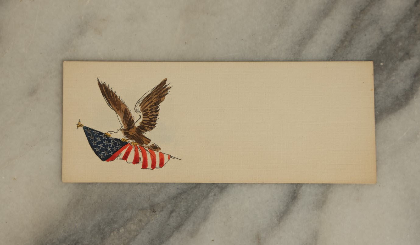 Lot 076 - Grouping Of Seven Vintage Calling Card Book Marks, Six With Pretty Women, One With A Patriotic Eagle