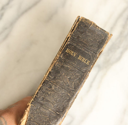 Lot 085 - Personalized Antique Holy Bible, Having Belonged To Sarah Wingate, Circa Late 19Th Century, With Gold Lettering On Cover