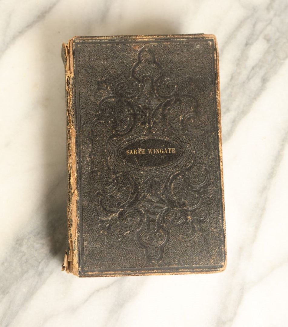 Lot 085 - Personalized Antique Holy Bible, Having Belonged To Sarah Wingate, Circa Late 19th Century, With Gold Lettering On Cover