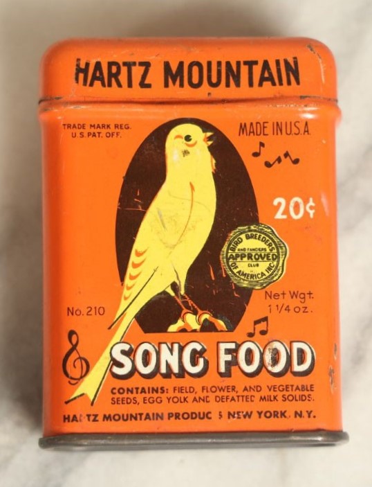 Lot 087 - Single Antique Advertising Tin, Hartz Mountain Song Food For Birds