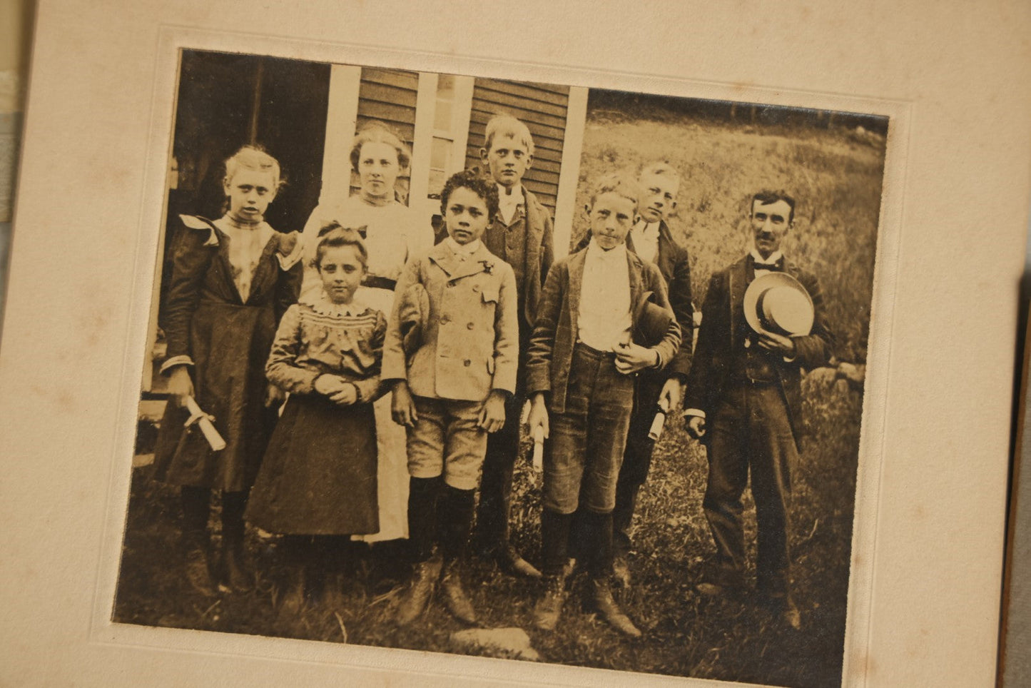 Lot 106 - Grouping Of Seven Antique Boarded Group Photographs, Including Three School Class Photos, Outdoor Scenes, And More