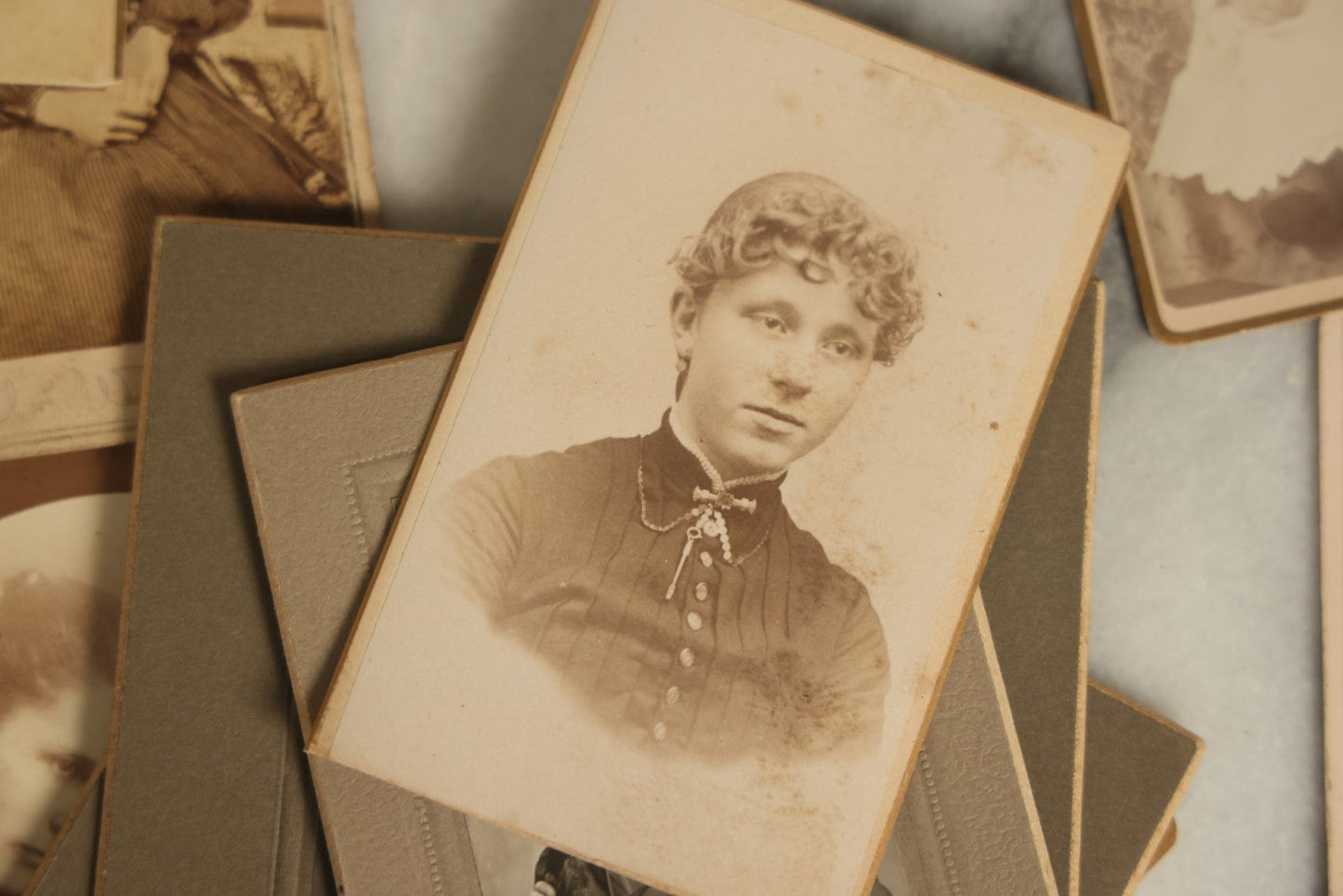 Lot 107 - Grouping Of Twelve Plus Antique Carte De Visite C.D.V. Photographs And Others, Portraits Of Men, Women, Children