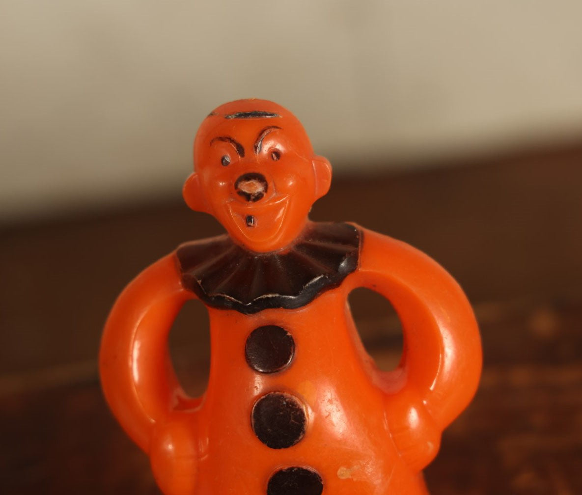 Lot 108 - Vintage Halloween Clown Candy Container Toy, By Rosbro Plastics, Providence, Rhode Island, Note Missing Wheels On Back, Hat