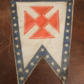 Lot 008 - Antique Circa 1876 U.S. Centennial Civil War Veteran Union Army, XIX Corps, 1st Division Parade Flag On Pole, Red Iron Cross Insignia, 40" Pole